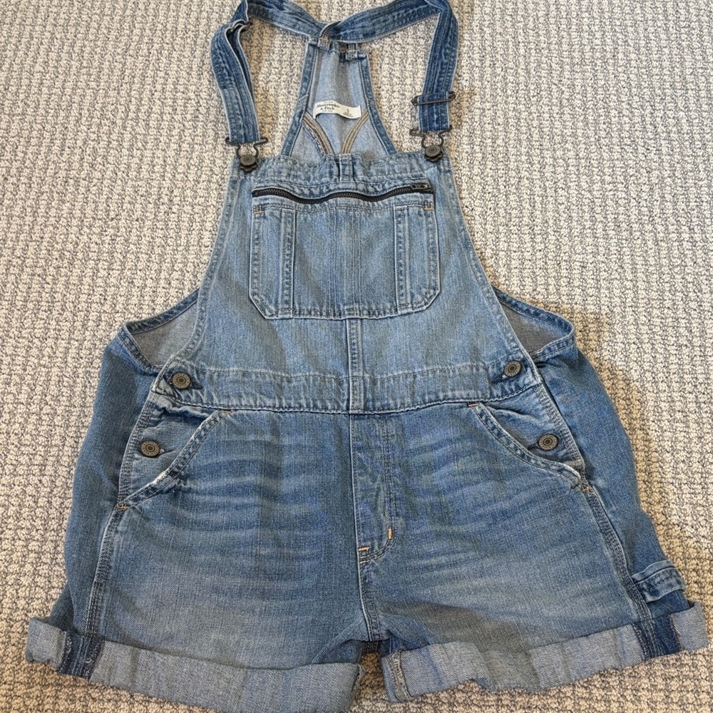 Abercrombie & Fitch Light Blue Denim Overalls